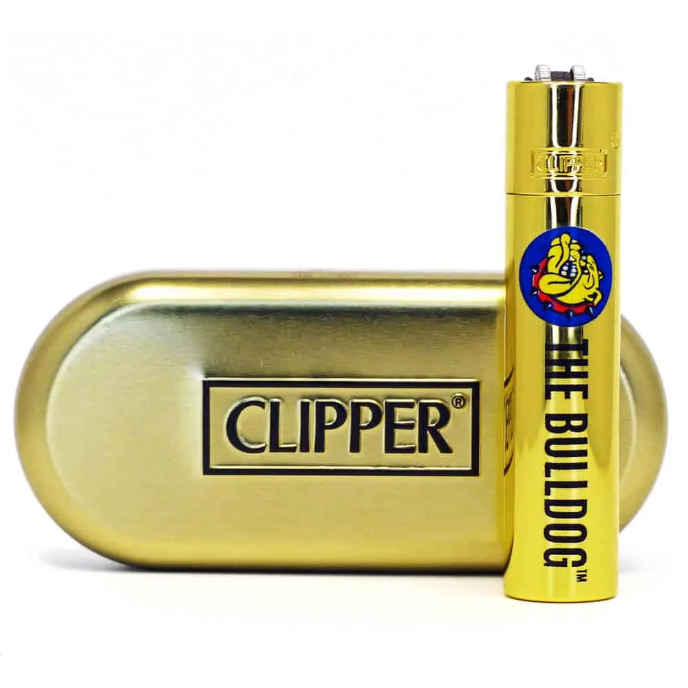 THE BULLDOG metal lighter GOLD + giftbox (Clipper)