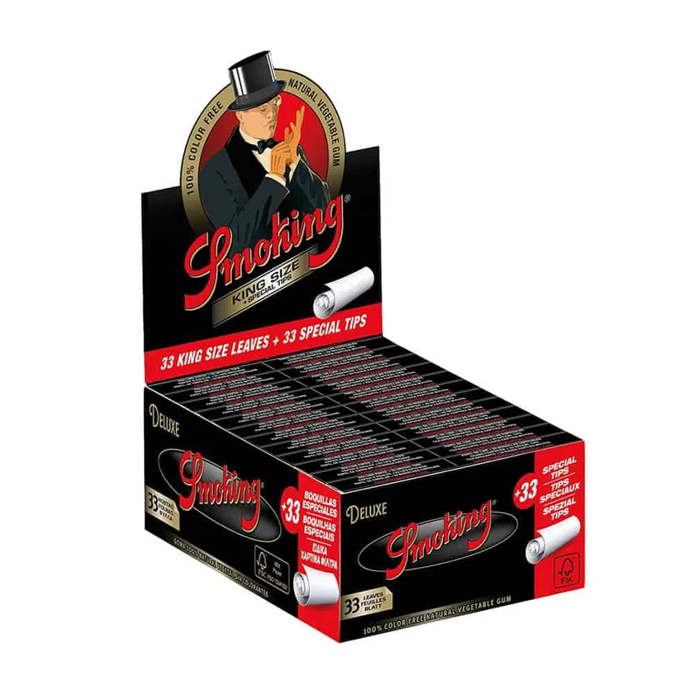 Deluxe King Size rolling papers + tips Smoking