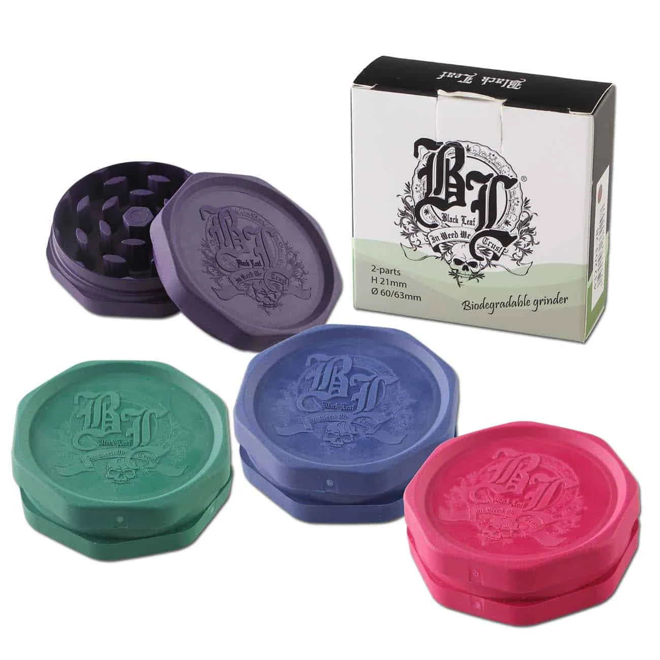Eco-Friendly Grinder 2 Parts 20mm Black Leaf