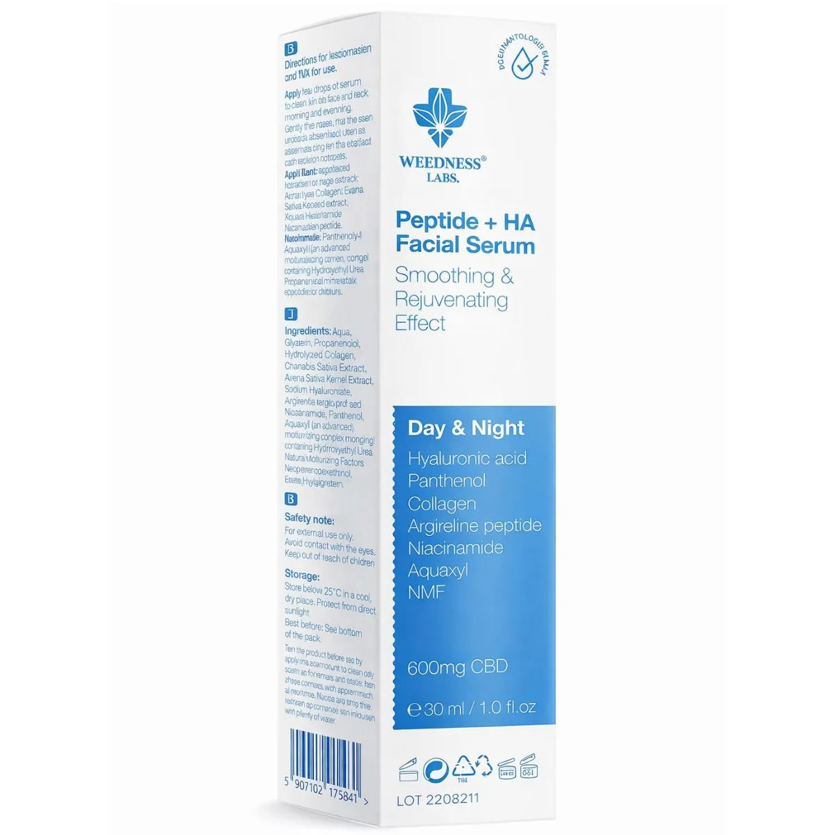 Peptide + HA Facial Serum 600 mg CBD WEEDNESS