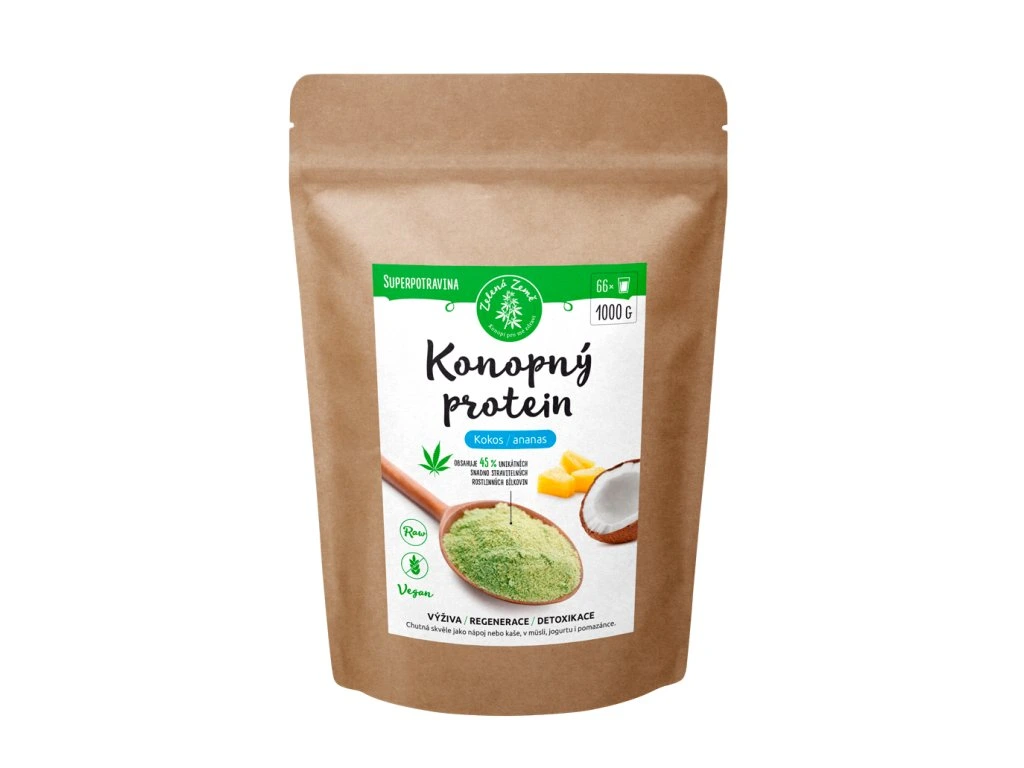 Hemp protein Zelená Země - Coconut with pineapple 1kg