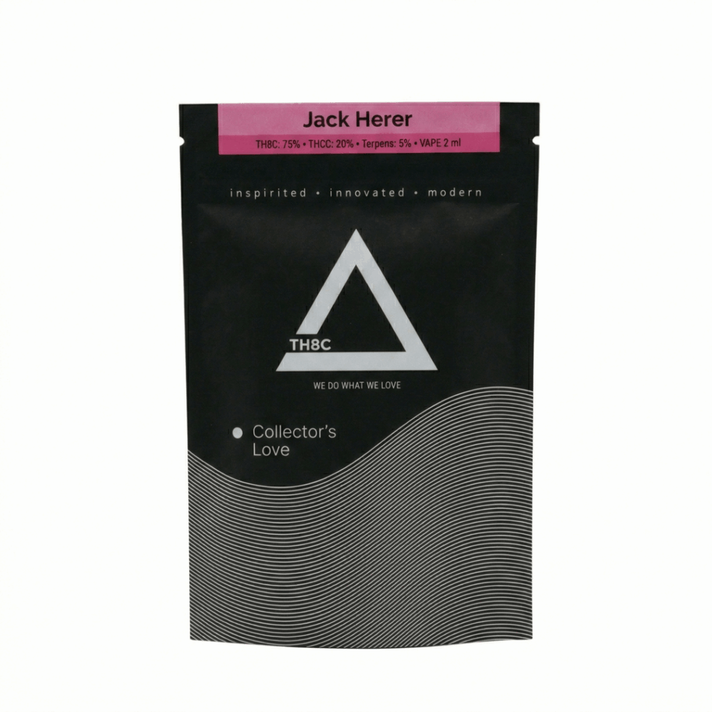 this TH8C + THCC vape pen contains a blend of hemp distillates with 75% TH8C and 20% THCC, infused with natural terpenes