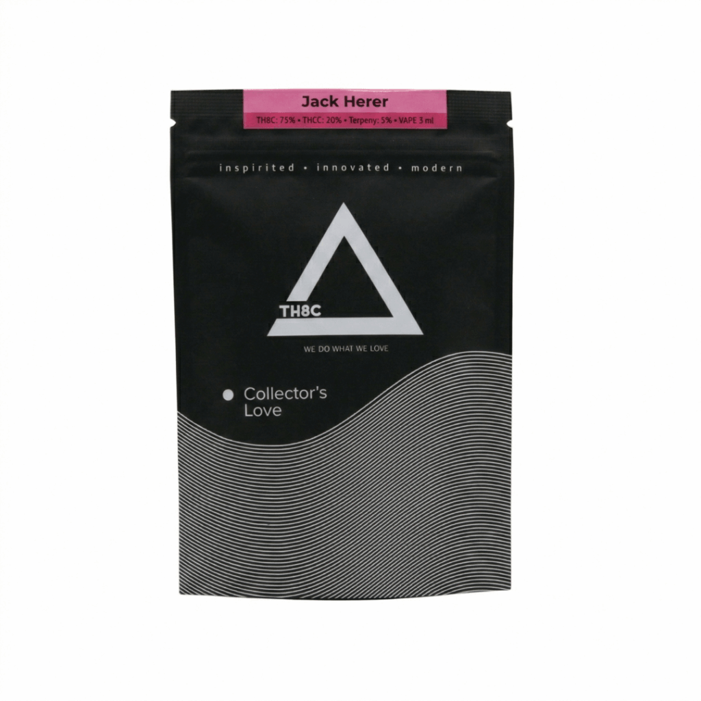 this TH8C + THCC vape pen contains a blend of hemp distillates with 75% TH8C and 20% THCC, infused with natural terpenes